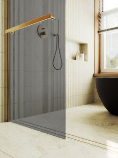 Душевая перегородка MaybahGlass MGD-729-3ш 79см золото